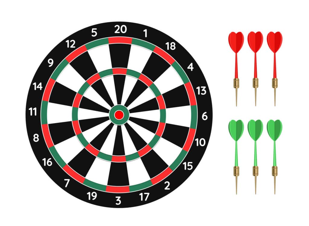 5105312 darts spiel mit grun und rot darts illustration kostenlos vektor